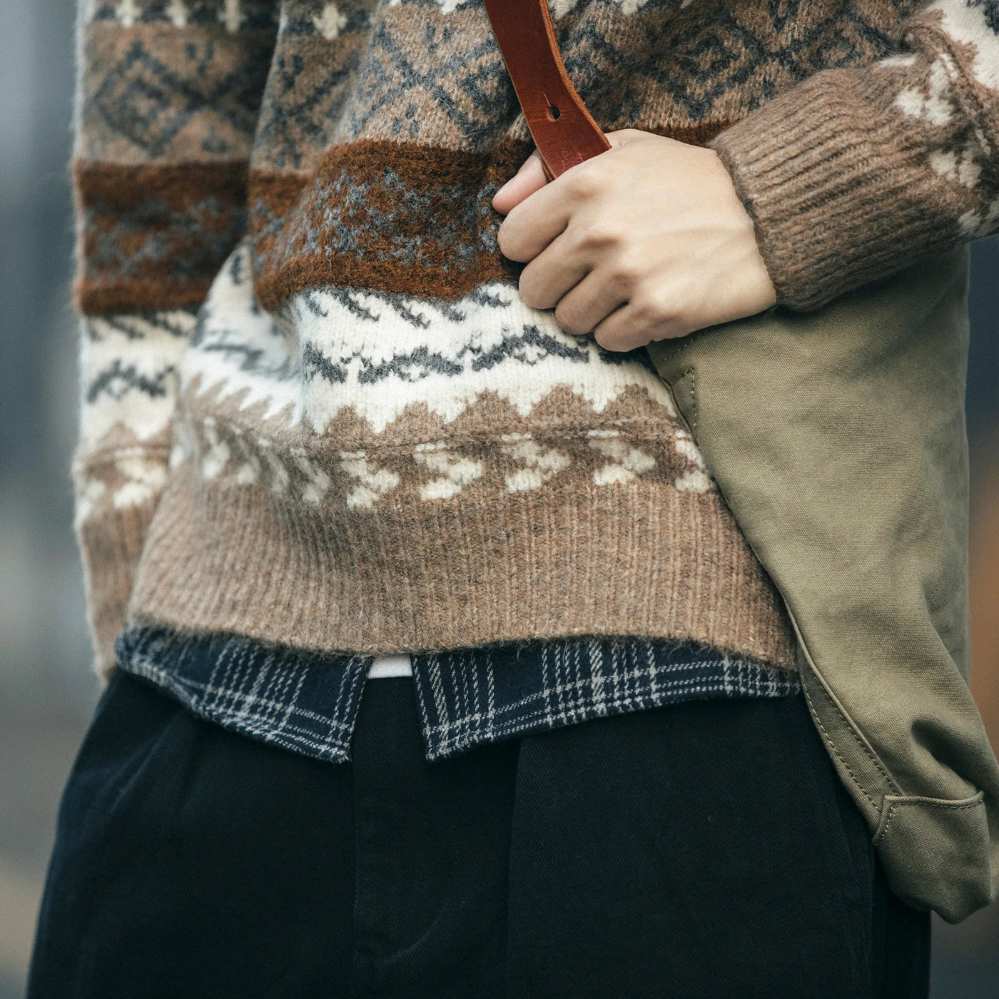 ULRICH - Ethnischer Stil Vintage Herren Kontrast Farbe lose stricken Pullover