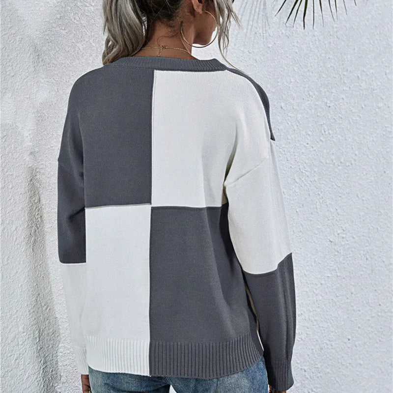 PAULIE - Langärmeliger Pullover mit lockerem Patchwork