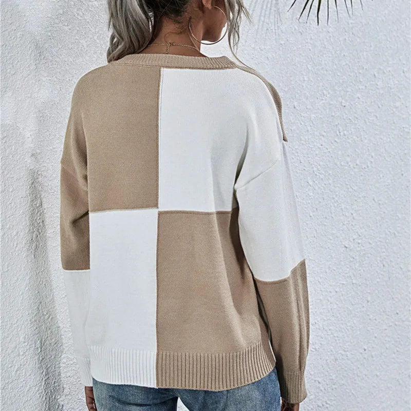 PAULIE - Langärmeliger Pullover mit lockerem Patchwork