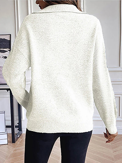 BLANCA - Women's Sweater Fashion Knitted Pullovers Long Sleeve Tops Sweatshirt With Zipper Autumn Winter Knitwear New Sweater 2023