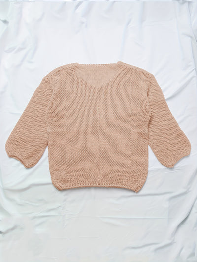 TASHIA - Langärmeliger Pullover mit V-Ausschnitt und Pointelle-Strick