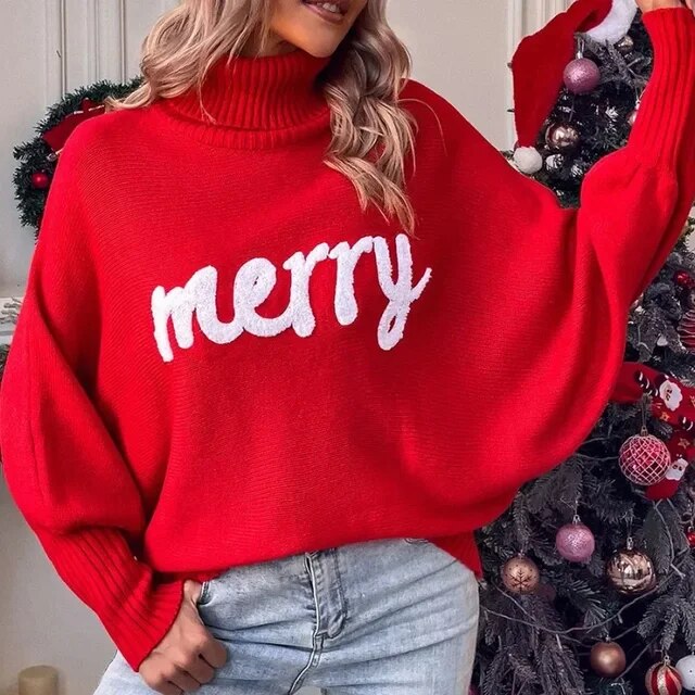 NOEL - 2023 "Merry" Rollkragen Weihnachtspullover
