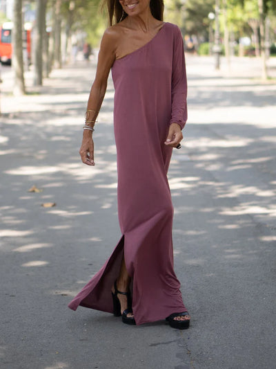 ANNETTE - Einseitig Schulterfreies stylisches Maxi Kleid