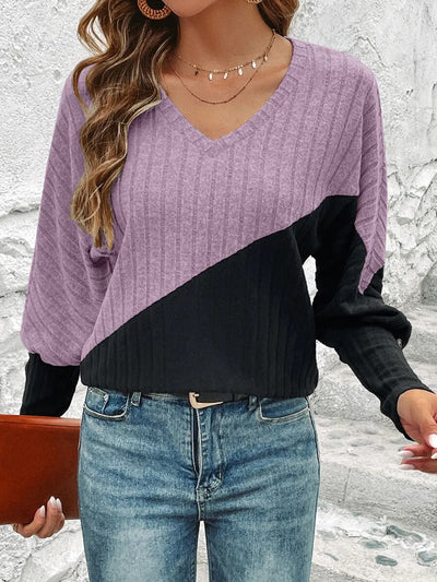 DIDI - Eleganter Pullover mit V-Ausschnitt in Blockfarben