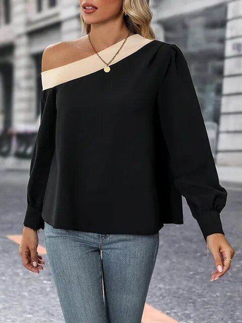 SARA - Elegante Off-Shoulder Langarm Damen Büro Hemden Bluse