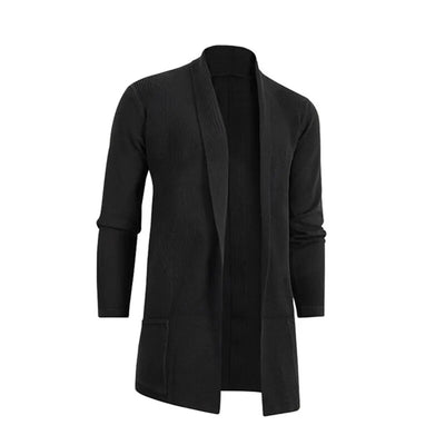 XAVI - Herren Kapuzenpulli Langer Cardigan Lange Ärmel Offene Front Retro Slim Fit Hoodie