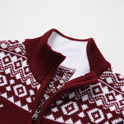 RUDIE - Männer Neue Weihnachten Muster Zip Strickjacke