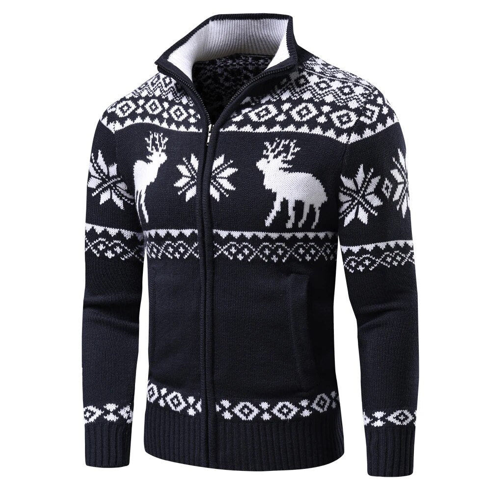 RUDIE - Männer Neue Weihnachten Muster Zip Strickjacke