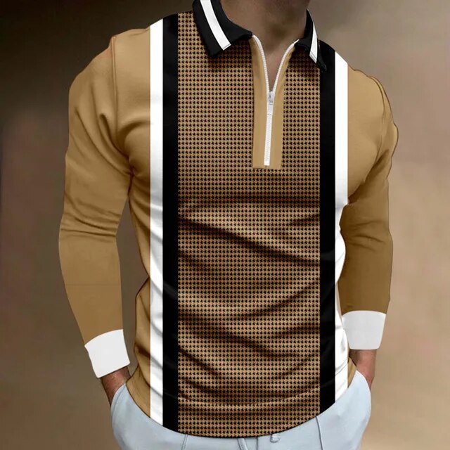 ROLAND - Trendiges Polohemd mit Reißverschluss und langen Ärmeln für Männer