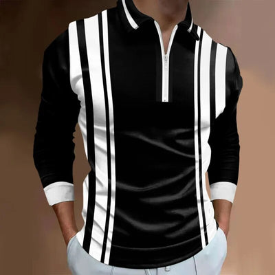 ROLAND - Trendiges Polohemd mit Reißverschluss und langen Ärmeln für Männer