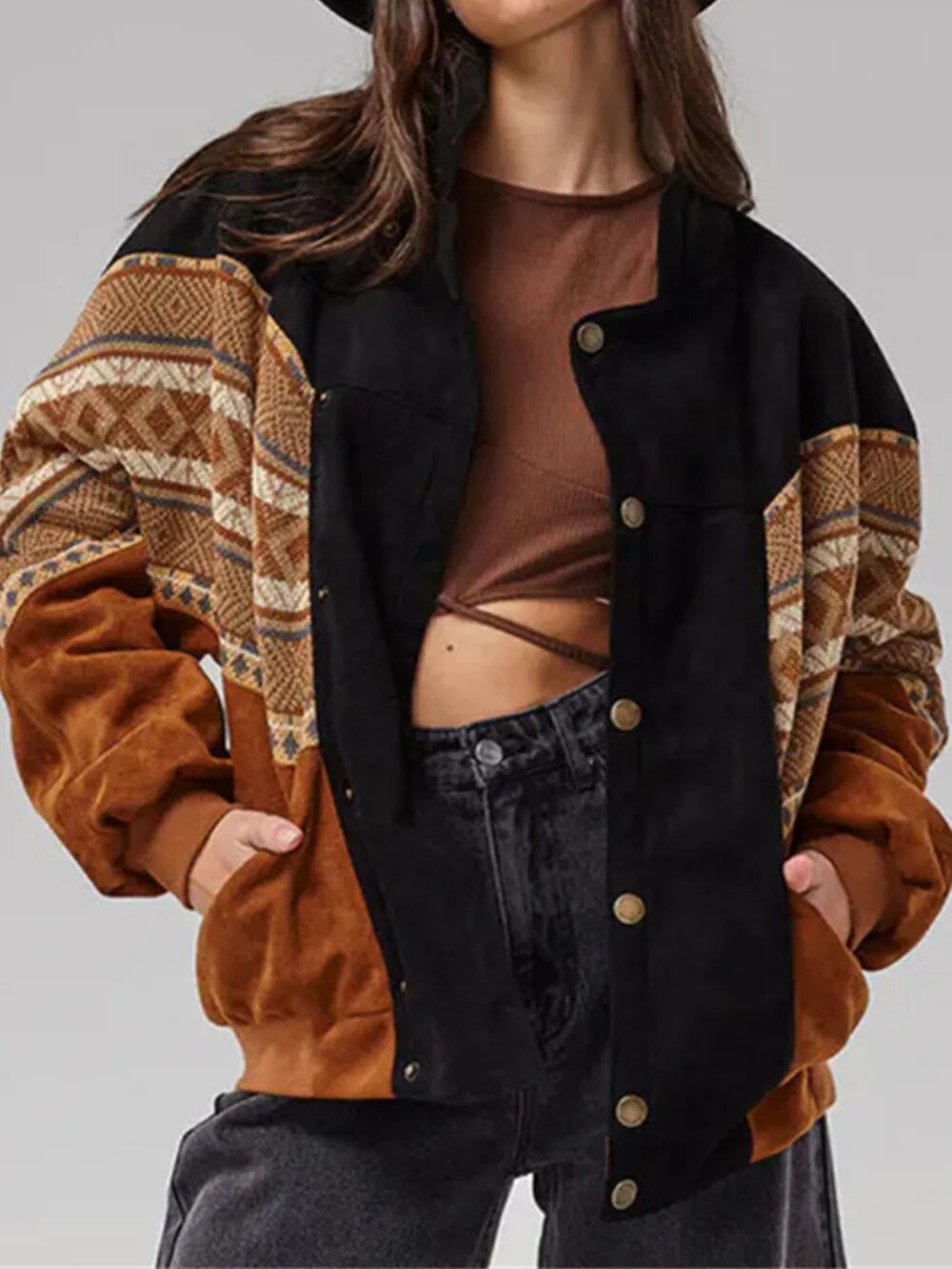 CYLIA - Frauen Vintage Jacke Bohemian Langarm